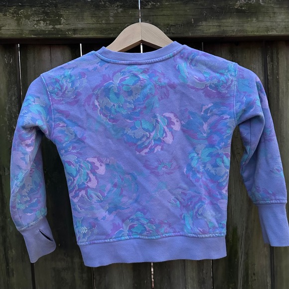 All In Motion Fleece Floral Purple Crewneck Long Sleeve Sweatshirt Size XS 4-5 - Picture 5 of 8